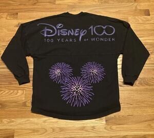 Disney 100 Years Wonder Spirit Jersey Shirt Adult Large Black Fireworks Mickey